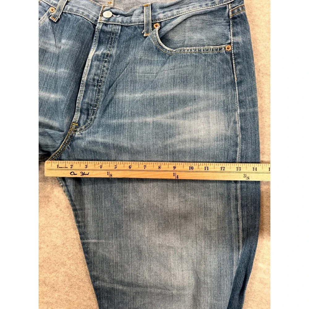 Levi's 501 Jeans Mens 38X34 Blue Denim Medium Wash Faded Straight Leg Button Fly